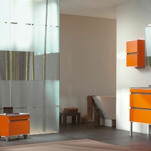 orange Waschbecken Unterschrank Fiora Totem