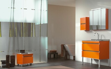 orange Waschbecken Unterschrank Fiora Totem