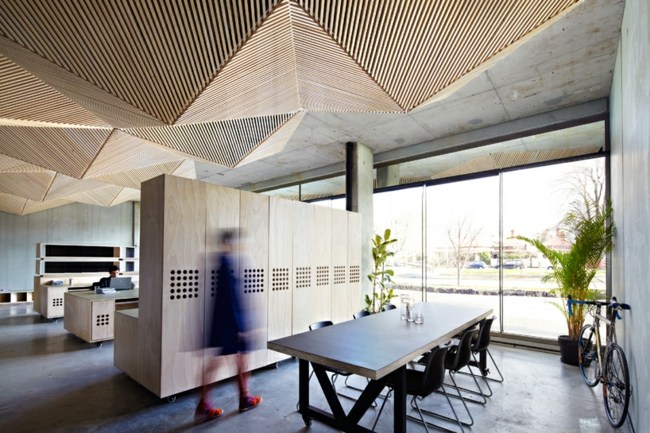 Decke Paneele Holz Büro Einrichtung Design