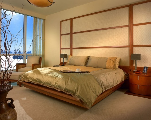 schlafzimmer design traditionell japanisch Shoji wand akzent