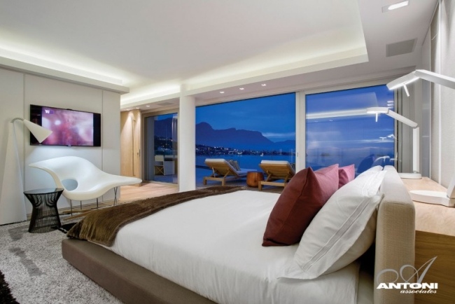 schlafzimmer panoramablick modernes appartment design mit ozeanblick
