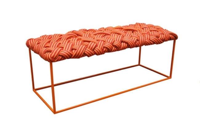 sitzbank orange gewebte designer sitzmöbel von humberto damata