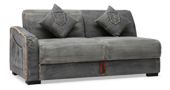zweisitzer Sofa Jeansstoff Taschen Polsterkissen