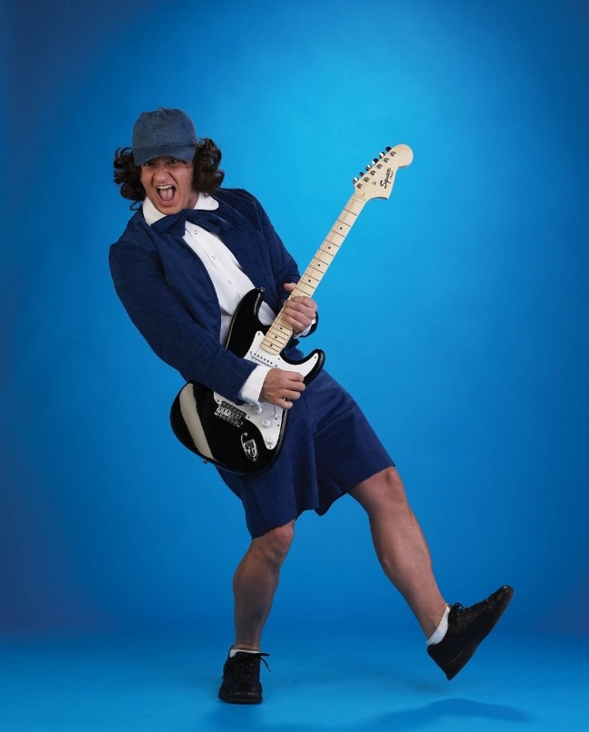 ACDC inspiriertes kostüm shorts gitarre kappe