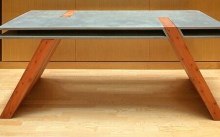 Beton Tisch Holz Beine Esszimmer minimalistisch einrichten