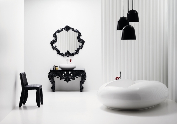 Designer Badezimmer-Kollektion Achromatisch-Ornamental Badewanne-Waschtisch