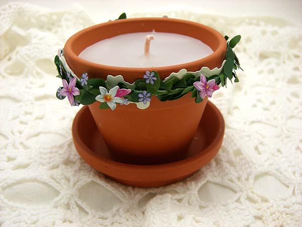 Blumentopf Ton-Dekorieren Kerzenhalter Girlande-Design selbermachen