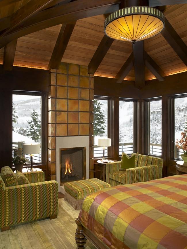 ski Chalet-Schlafzimmer rustikal Möbel-Sitzplätze Sessel-billy beson
