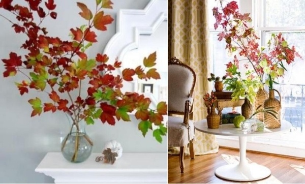 Dekorieren mit Zweigen Tisch Schmuck-Herbstliches Ambiente-rot grün