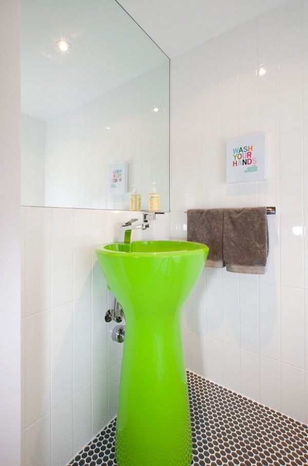 Design Badezimmer Waschtisch-Neon Grün-Trends Modern Badausstattung