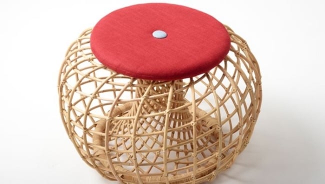 Design Möbel-in Hand geflochten indonesische Kunst Schemel Nest Kollektion-Rot Auflage