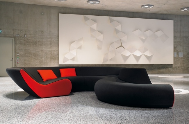Design Möbel-öffentliche Räume-schwarz rot Sofa-Sitzgruppe Module konfiguration