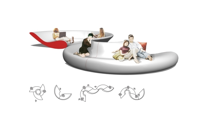 Ergonomisches Sofa-Set Design modern  Circle-Modul Teile anordnen