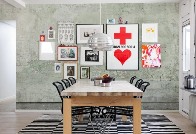 Holztisch Tapeten anbringen Design-Ideen Bilder-Putz Imitation