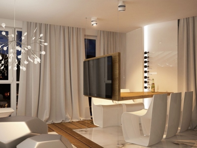 Futuristische Fernsehmöbel Glaswand-Interior Ideen-Bozhinovski Design Kronleuchter