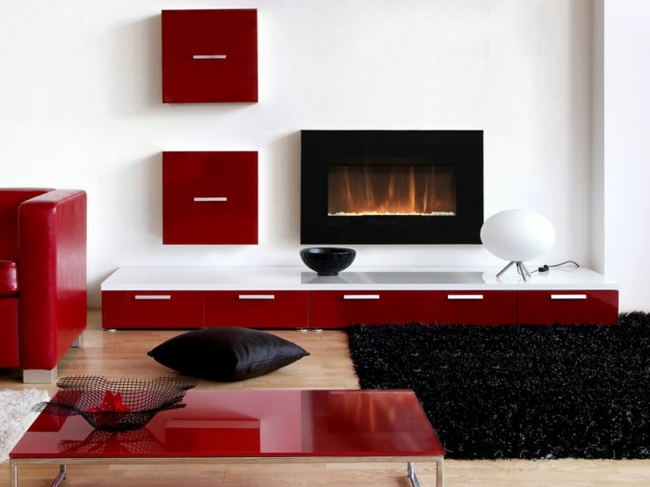 rote Möbel Wohnzimmer Wohnideen modern