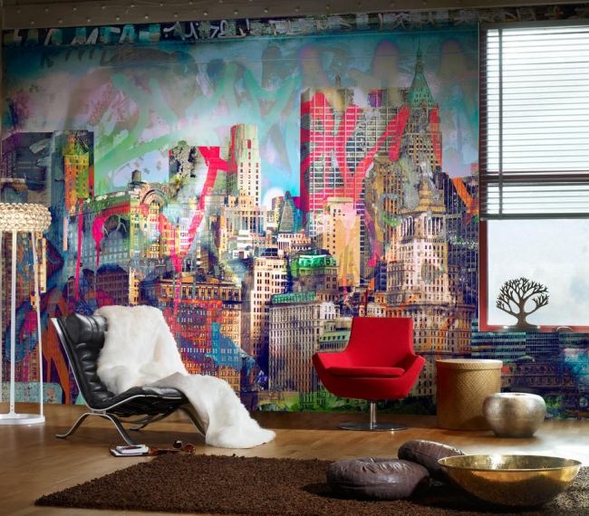 Graffiti-Wand Kunst-Interior Lösungen-Tapeten anbringen Wohnideen