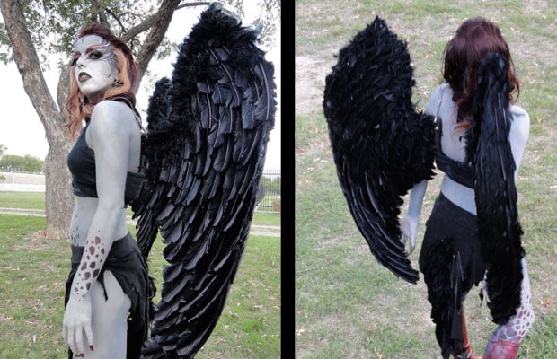 Harpyie halloween kostüm frau idee schwarze flügel