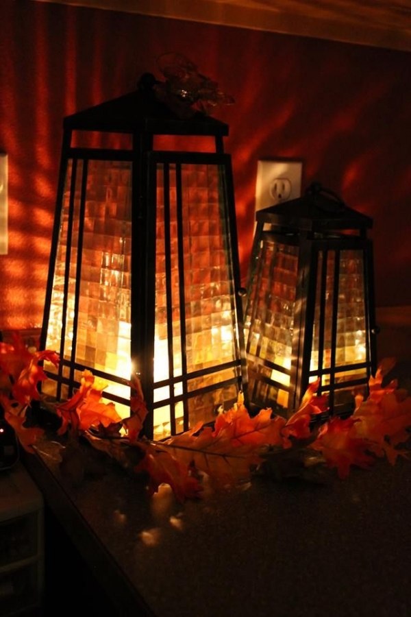 Herbst-Deko leuchtend Glaseinsatz-Beleuchtung modern Design Räume