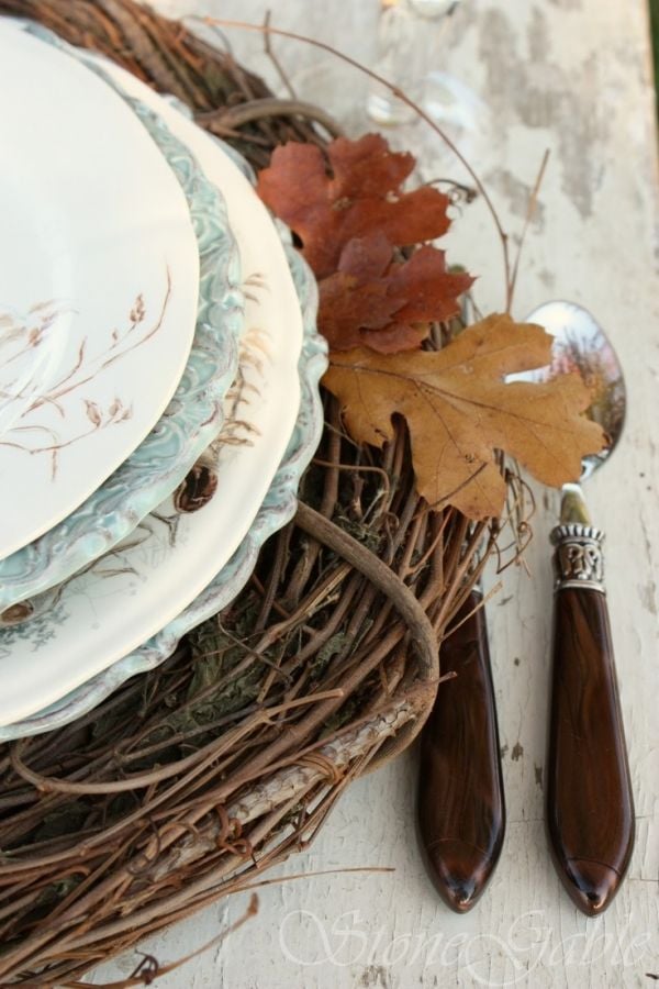 Herbst Dekoration-Feier Laub Tisch-Besteck dekorieren-Nest untersetzer