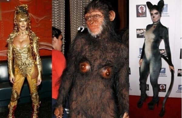 Hollywood feiert Helloween-Kostüme-Katzenfrau Affenkostüm