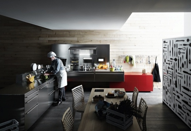 Innovative Küche Geräte-Kühlschrank moderne Front-Sideboard rot glanz