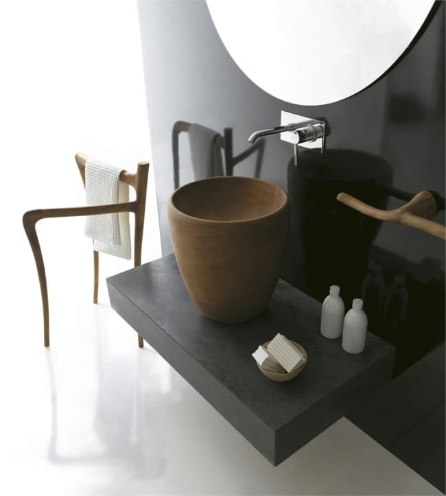 Italienisches Bad Design-Möbel Accessoires-Zubehör Galassia-Ergo Serie Schwarze Rückwand