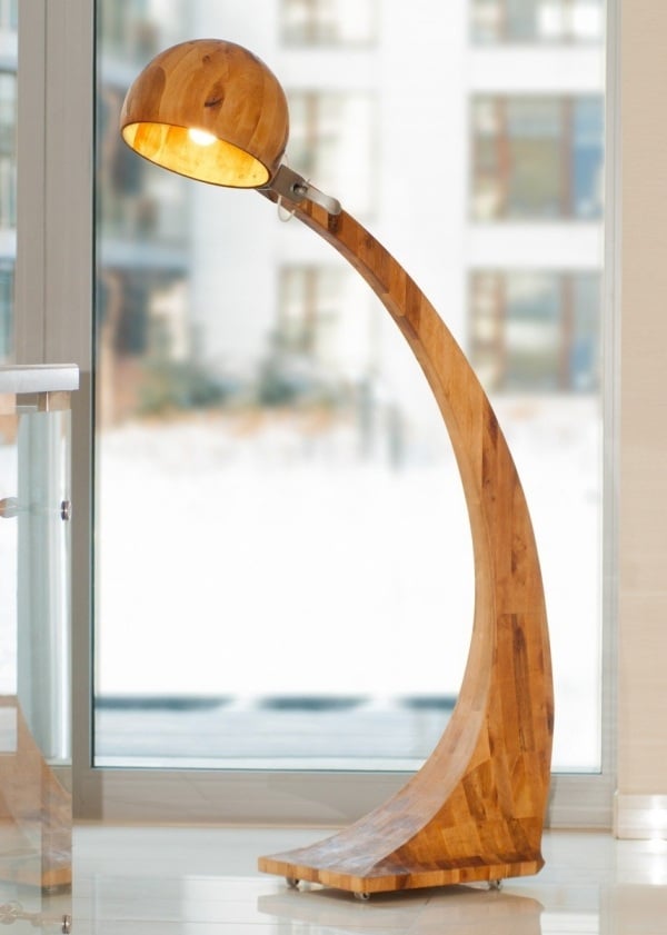 Kelle Optik Stehlampe-Modern Design-Erlenholz Woobia Abadoc Beleuchtung