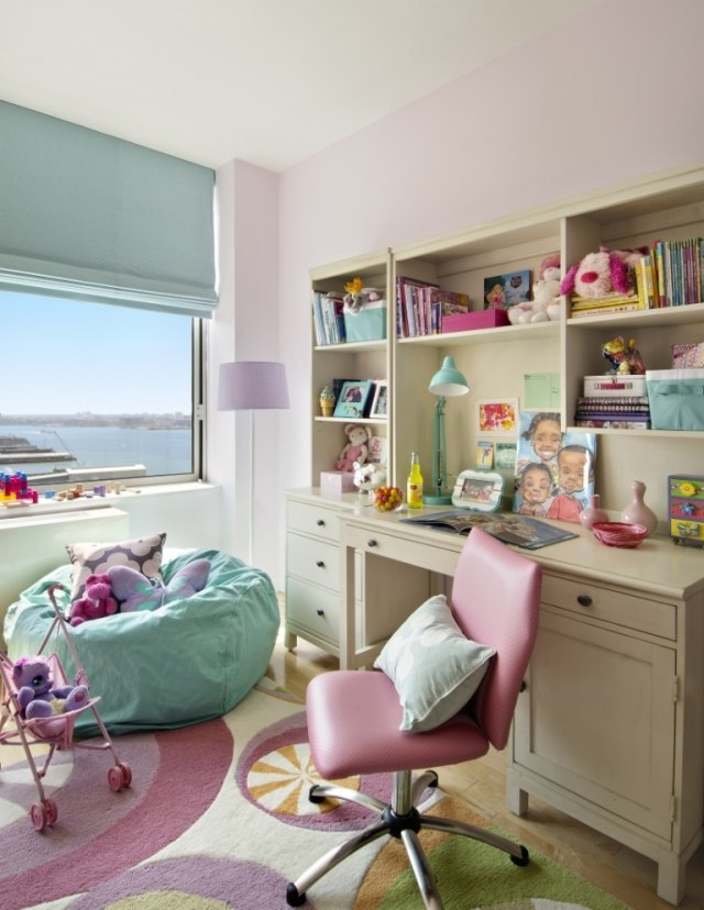 Kinderzimmer Schulkind mädchen deko farben rosa blau creme