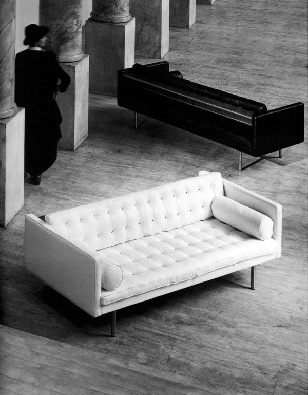 Klassische Möbel Sitzsofa Schwarz Weiß Polsterung-Capitonné Steppung