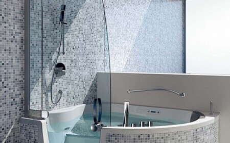 Kombiwanne Teuco-Eckbadewanne Dusche-Design Whirlpool-Funktion integriert