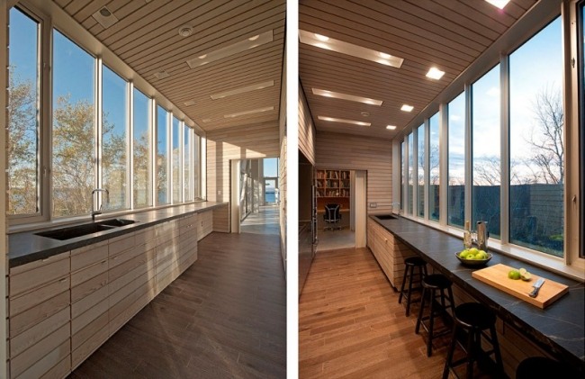Korridor Küche Esszimmer-Verglasung Meerblick-Haus am atlantik Ozean-Kanada
