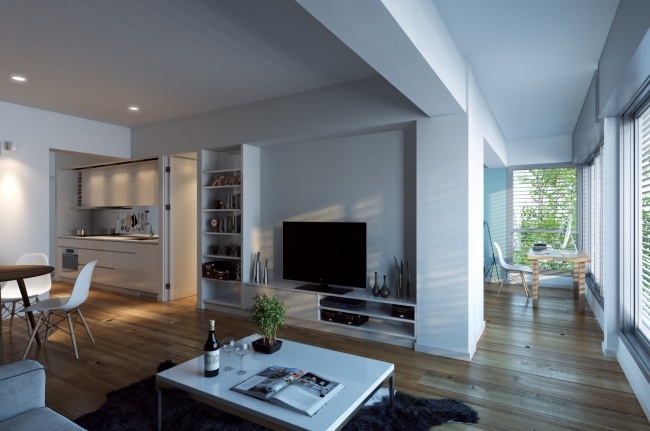 Loft Wohnung Weißes Design 3d Visualisierung-Realistisch rendering jay3design