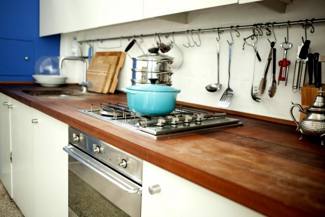 Londoner Wohnung-Einzimmer Design Küchen-Arbeitstheke Holz