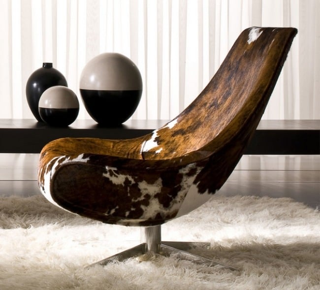 Lounge Relax Stuhl Armlehnen Kuhfell Polsterung-italy dream design-Oyster 