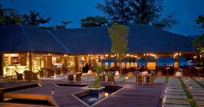 Spa Resort-Pangkor Laut-Malaysia Restaurant-Garten Landhschaft-Holzdeck
