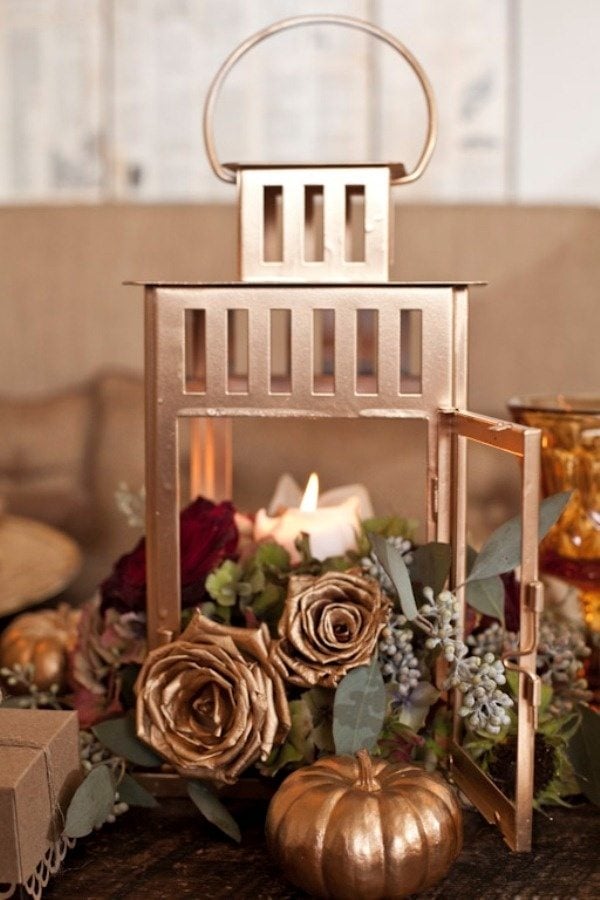 Metall-Garten Laterne Windlichter-Kürbisse Dekorieren Tisch Rosen Kerzen