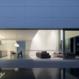 Einfamilienhaus Minimalismus-Poolterrasse Holz-Schiebetür Glas Israel