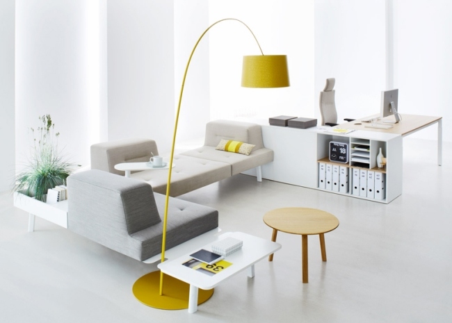 Modulare Möbel für Home Office-Stehlampe gelb Beistelltisch-Design  holz