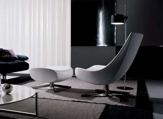 Relax Möbel Italy Dream Design-Schemel Fußlehne Weiß Polster