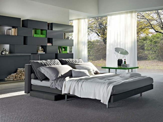 Wandregale grün grau Tagesbett Gästezimmer 