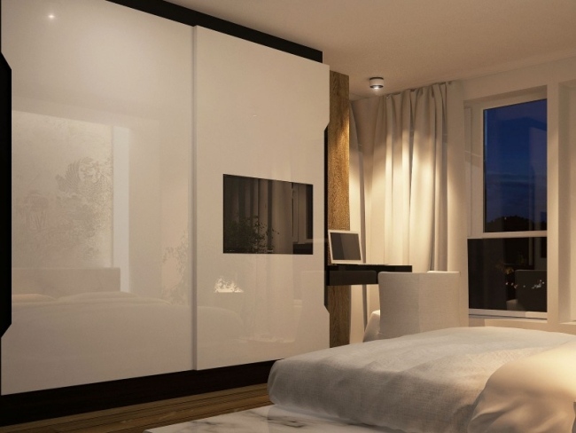 Schlafzimmer Design-futuristisch Bozhinovski-griffloser Kleiderschrank eingelassener Fernseher
