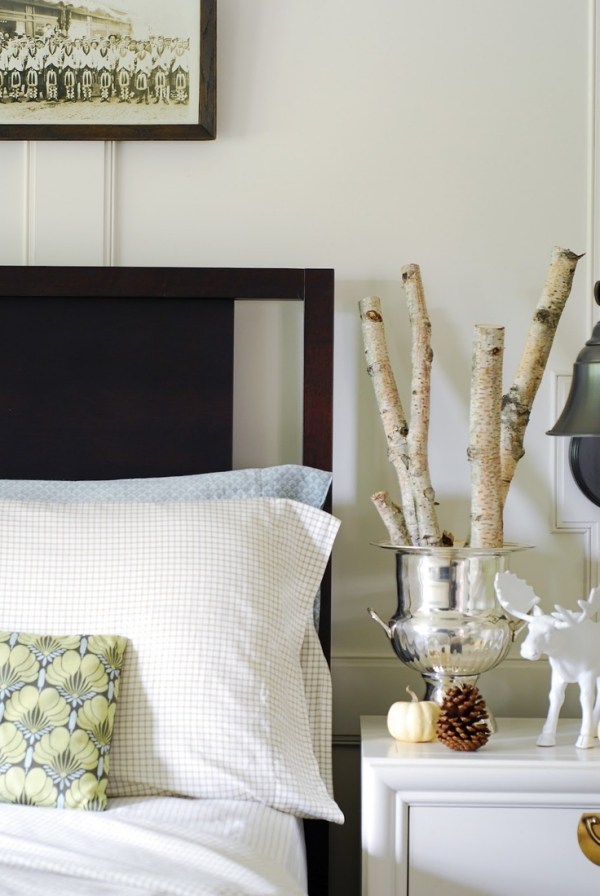 Schlafzimmer Bettwäsche romantische Dekoration Rustikal-selber machen-Idee Zweige