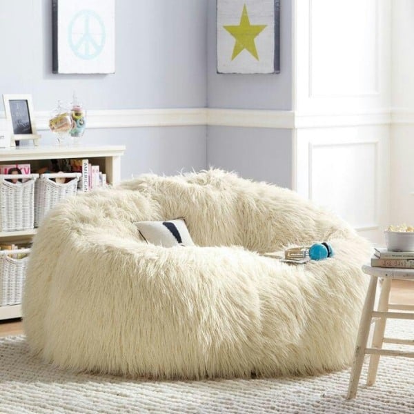 Sitzsofa Design-weiß Faser-Garn Softflausch Wohnzimmer Möbel kuschelig