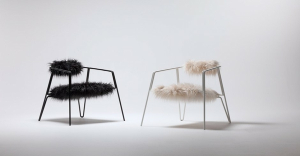 Stuhl schwarz weiß Pelz kreative Polsterung