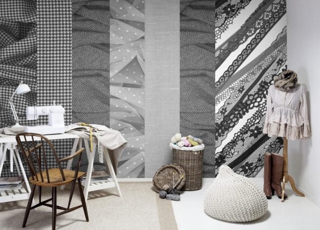 Tapete Design Modern Textil Muster Strukturen-Materialien schwarz weiß