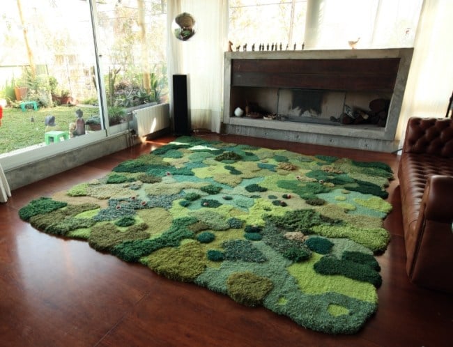Teppich aus Wolle Design-Alexandra Kehayoglu-grün Landschaft-Optik Relief