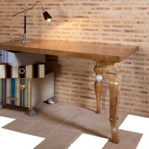 Tetris Schreibtisch Kirsch-Holz Schubfächer Stauraum-Tischleuchte