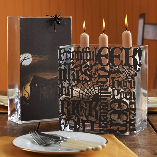 Tisch Dekoideen Halloween-gespenstisch geisterhaft Kerzen