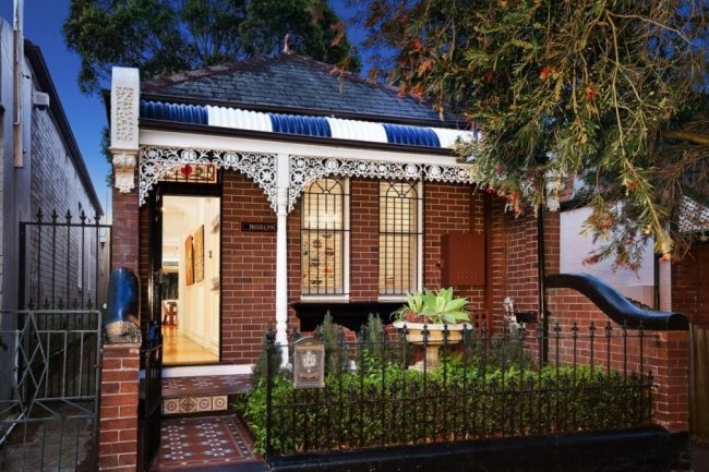 Traditionelles Haus-Sydney Erbhaus-Ziegelmauer Front-Rolf Ockert-Design Australien